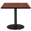 36" Square Pedestal Table with Mahogany Top, Round Black Base view 1