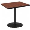 36" Square Pedestal Table with Mahogany Top, Round Black Base view 3