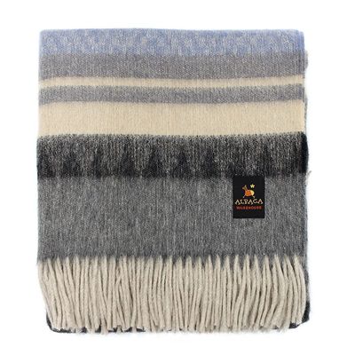 Alpaca Wool Blanket Throw Cherokee Design for Bed Couch Sofa Soft Warm Peruvian Alpaca Wool Blankets 72" x 60" (Combination 11 (Light Blue))