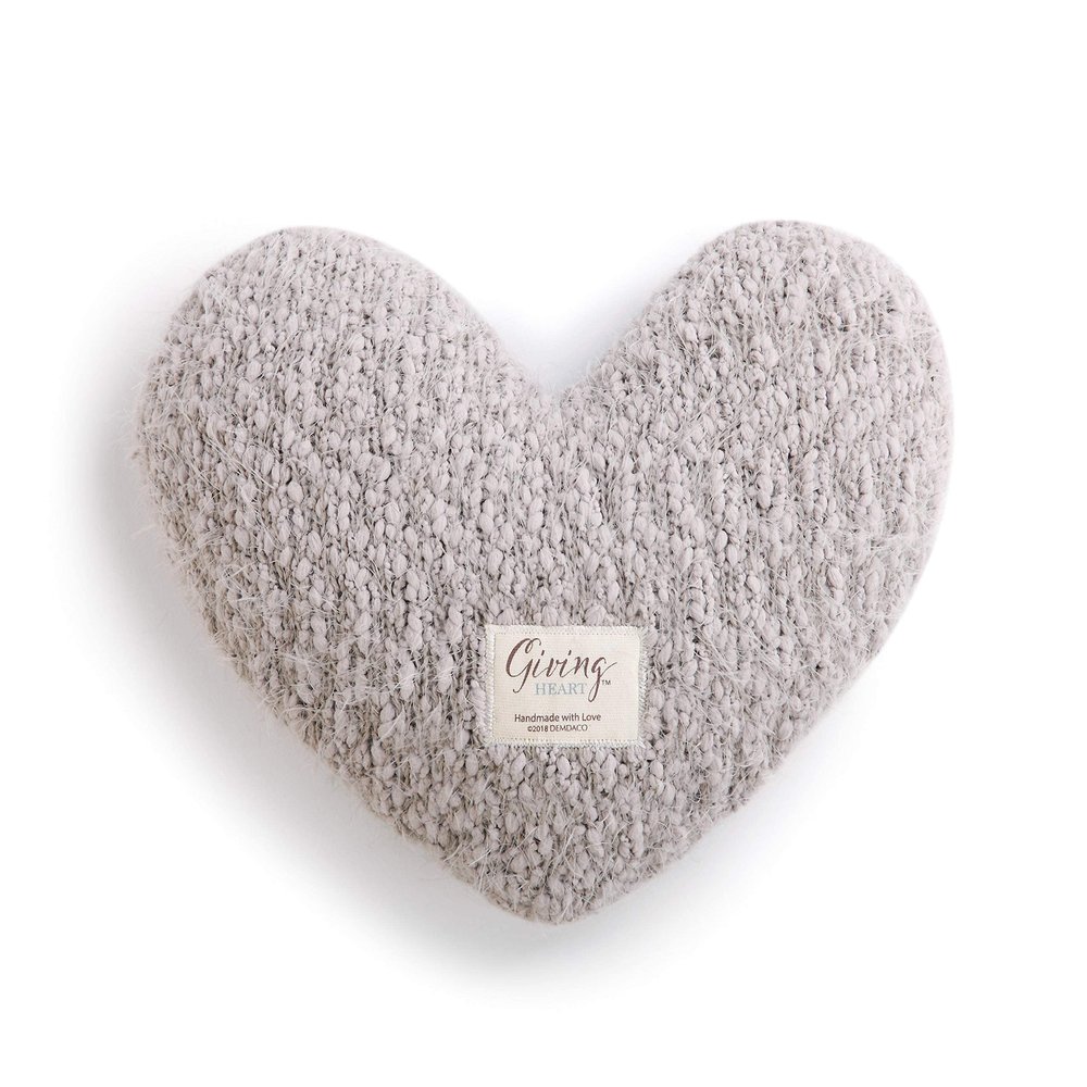 DEMDACO Giving Collection Gray Taupe Weighted Giving Heart - Weighted Heart Pillow for Bedding - Decorative Throw Pillow - Meaningful Gift Idea - Handmade - Luxurious, Soft & Cozy - 1.85 lbs