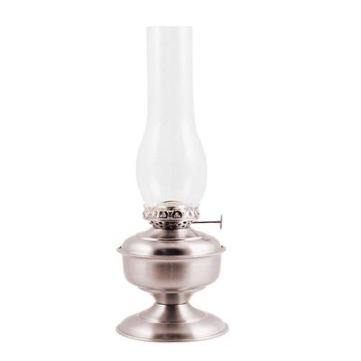 Vermont Lanterns Brass Pico Table Oil Lamp (14", Pewter)