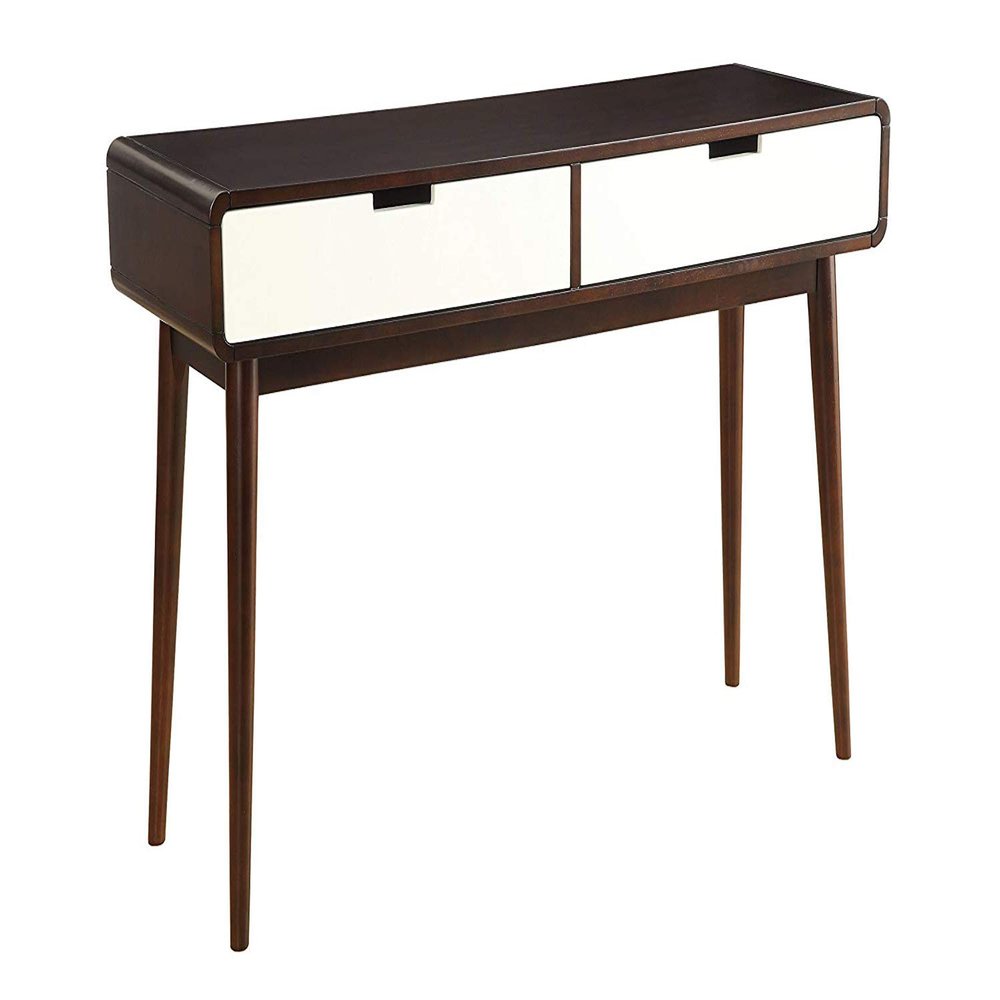Benjara 16" Modern Wood Beautiful Sofa Table with 2 Drawers in Espresso/White