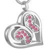 Little Crystal Butterfly In My Heart Memorial Pendant Necklace Pet Cremation Urn Jewelry For Ashes (Pink Stone) view 1