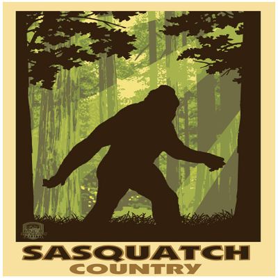 Sasquatch Country Bigfoot Shadow Giclee Art Print Poster from Travel Artwork by Artist Paul A. Lanquist 24" x 36"