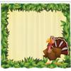 Ambesonne Thanksgiving Shower Curtain, Turkey Happy Expression Foliage and Fresh Leaves, Cloth Fabric Bathroom Decor Set with Hooks, 69" W x 70" L, Yellow Green view 2