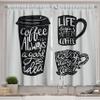 Ambesonne Coffee Kitchen Curtains, Words About Coffee with Take Away Mug Cup Silhouette Drinking Addiction Theme, Window Drapes 2 Panel Set for Kitchen Cafe Decor, 55" x 39", Grey Black view 1