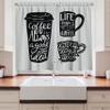 Ambesonne Coffee Kitchen Curtains, Words About Coffee with Take Away Mug Cup Silhouette Drinking Addiction Theme, Window Drapes 2 Panel Set for Kitchen Cafe Decor, 55" x 39", Grey Black view 2