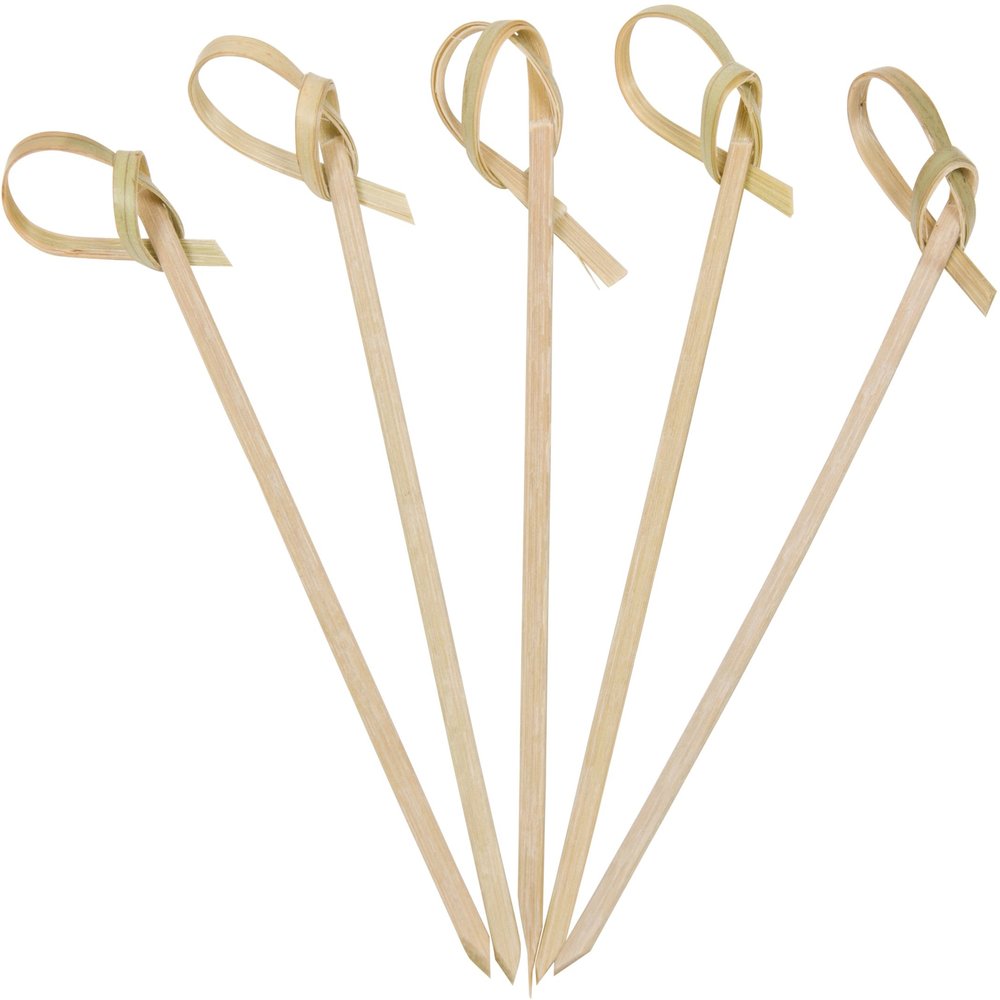 500 Count | KingSeal Bamboo Wood Flower Knot Picks, Skewers, 3.5 Inches, Perfect for Cocktails and Appetizers, Bulk Pack - 5 Packs of 100
