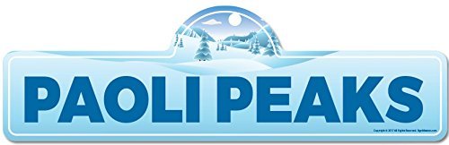 Paoli Peaks Street Sign | Indoor/Outdoor | Skiing, Skier, Snowboarder, Dcor for Ski Lodge, Cabin, Mountian House | SignMission Personalized Gift