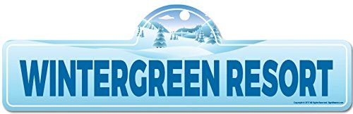 Wintergreen Resort Street Sign | Indoor/Outdoor | Skiing, Skier, Snowboarder, Dcor for Ski Lodge, Cabin, Mountian House | SignMission Personalized Gift