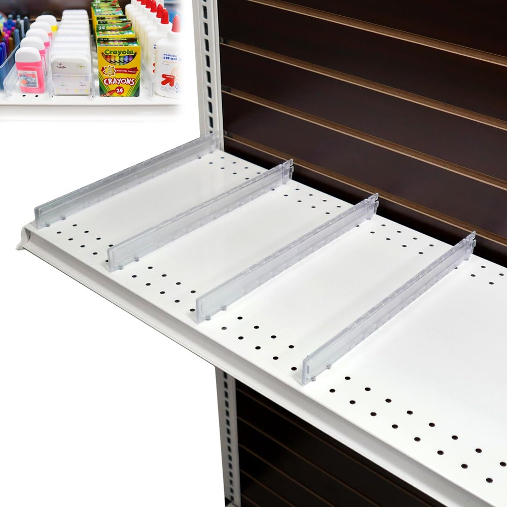 STORE FIXTURES DIRECT Adjustable Gondola Shelf Dividers - Retracting Item Organizer for Shelves 8" to 12" D - 50 Pack