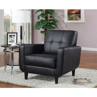 Benzara Upholstered Leatherette Living Room Chair, Black, Accent