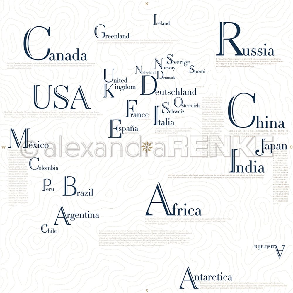 Alexandra Renke Heights Linien Typo Travel Design Paper 12"X12"