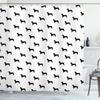 Ambesonne Dog Lover Shower Curtain, Monochrome Dachshund Silhouettes Breed Dog Domestic Canine Pattern Active Pet, Cloth Fabric Bathroom Decor Set with Hooks, 69" W x 70" L, Black White view 1