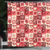 Ambesonne Valentine's Day Shower Curtain, Valentines Day Themed Frames Pattern with Hearts Stars Love Lettering, Cloth Fabric Bathroom Decor Set with Hooks, 69" W x 75" L, Beige Coral Red view 3