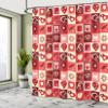Ambesonne Valentine's Day Shower Curtain, Valentines Day Themed Frames Pattern with Hearts Stars Love Lettering, Cloth Fabric Bathroom Decor Set with Hooks, 69" W x 75" L, Beige Coral Red view 4