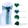 MDS Pack of 75 PCS Organza Chair Sashes Wider Dining Chair Bows Ribbon Tie Back for Wedding Party Birthday Bridal Shower Reception Event Banquet Home Chair Cover Decoration - Hunter Green view 2