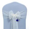 MDS Pack of 125 PCS Organza Chair Sashes Wider Dining Chair Bows Ribbon Tie Back for Wedding Party Birthday Bridal Shower Reception Event Banquet Home Chair Cover Decoration - Ivory view 3