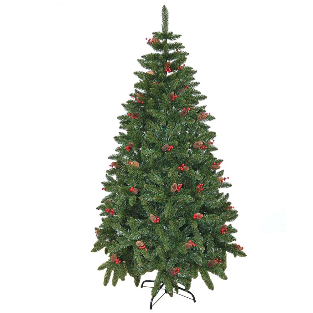 Gifts 4 All Occasions Limited SHATCHI-755 Big 7ft 2.1m Elegant Pre Artificial Christmas Tree with Xmas Decoration 210cm, Green