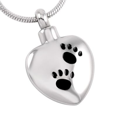 Oinsi Cute Dog/Cat Paw Print In My Heart Stainless Steel Memorial Jewellery Ashes Holder Necklace For Cremation