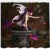 Ambesonne Tale Shower Curtain, Dimensional Mythical Creature Design Artifact on Pedestal Forest Print, Cloth Fabric Bathroom Decor Set with Hooks, 69" W x 75" L, Purple Redwood view 2