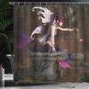 Ambesonne Tale Shower Curtain, Dimensional Mythical Creature Design Artifact on Pedestal Forest Print, Cloth Fabric Bathroom Decor Set with Hooks, 69" W x 75" L, Purple Redwood view 3