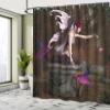 Ambesonne Tale Shower Curtain, Dimensional Mythical Creature Design Artifact on Pedestal Forest Print, Cloth Fabric Bathroom Decor Set with Hooks, 69" W x 75" L, Purple Redwood view 4