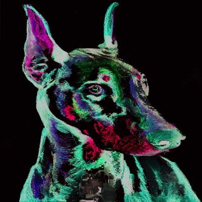 Abstract Doberman Art, Turquoise Dobie, Colorful Doberman Decor, Dog Artwork,Gift For Owner, Dobie Dog Painting