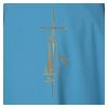Light Blue Liturgical Chasuble with Wheat Lantern and Thin Cross in Polyester view 4