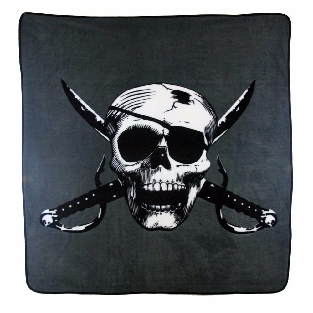 AES Wholesale (6) Pirate Skull Cutlass 50x60 Polar Fleece Blanket Throw Plush