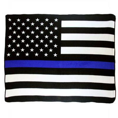 AES Wholesale (6) USA Thin Blue Line Police 50x60 Polar Fleece Blanket Throw Plush