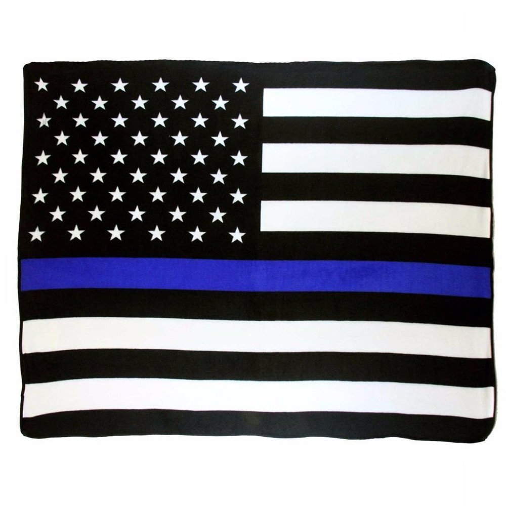 AES Wholesale (6) USA Thin Blue Line Police 50x60 Polar Fleece Blanket Throw Plush
