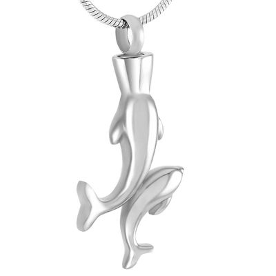 Oinsi Double Dolphin Cremation Jewelry Loss Of Pet Memorial Urn Necklace Pendant With Box And Fill Kit (Silver Tone)