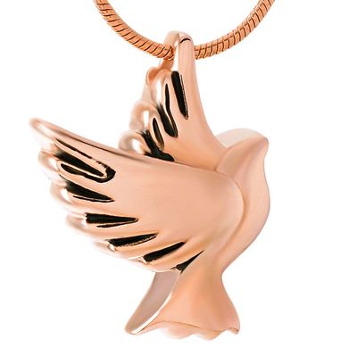 Oinsi Pet Caskets Keepsake Jewelry Dove Cremation Urn Necklace Ashes Holder Memorial Pendant (Rose gold)