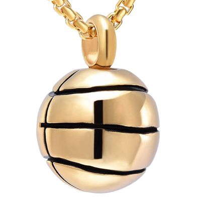 Oinsi Cremation Jewelry Basketball Urn Pendant Keepsake Memorial Necklace - Including Box&Fill Kits (Gold)