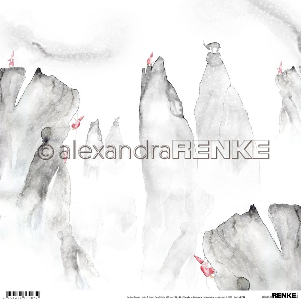 Alexandra Renke 10709 Gnomes on The Rock Christmas Design Paper 12"X12"