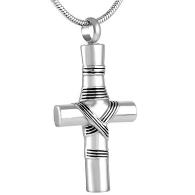Binding Cross Cremation Ashes Necklace For Men Memorial Urn Jewelry Pendant Keepsake (Silver Tone)
