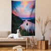 Ambesonne Lake Tahoe Tapestry, California Photography Rustic Themes Sundown Time Freshwater Sierra Nevada Lake, Wall Hanging for Bedroom Living Room Dorm Decor, 60" X 80", Pink Green view 2