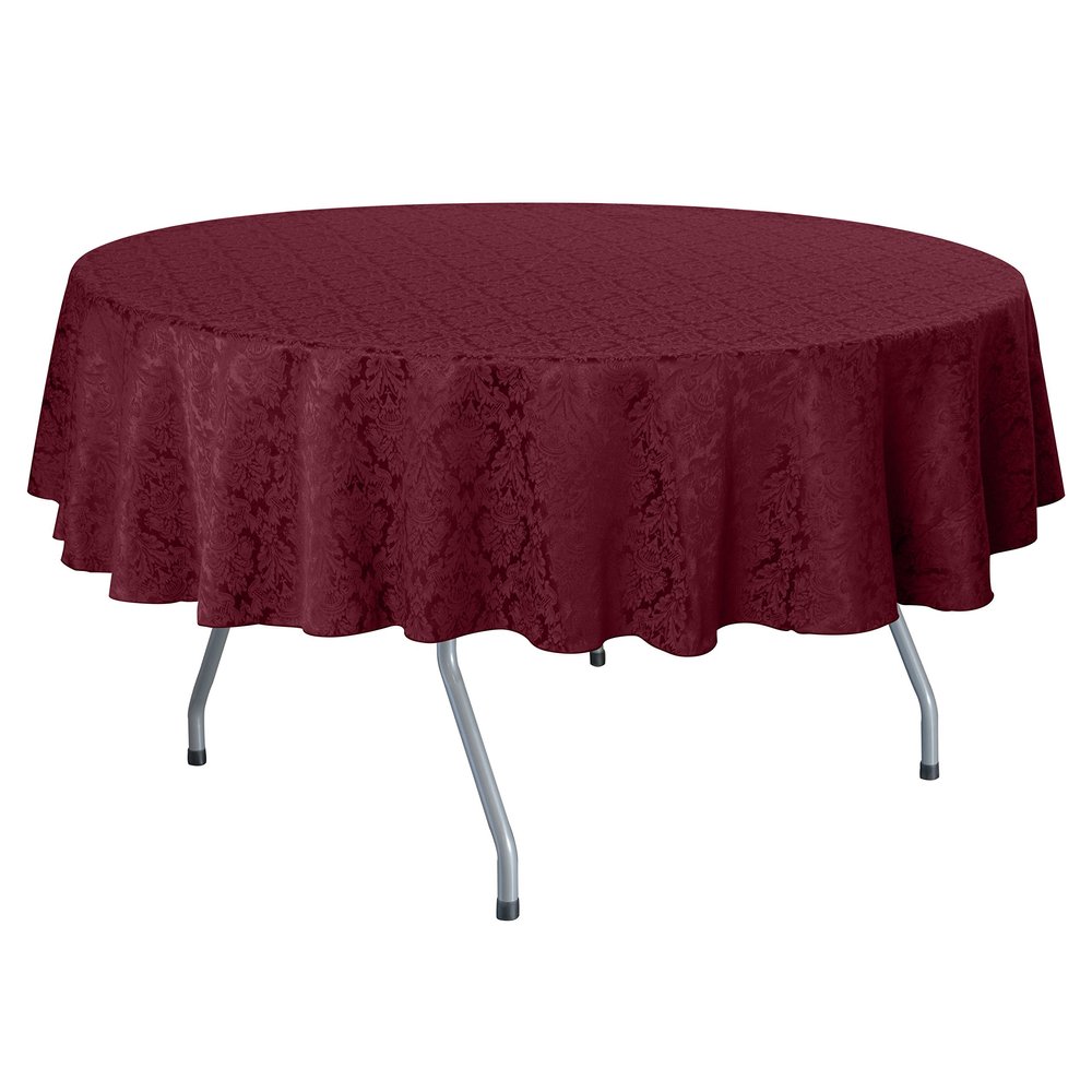 Ultimate Textile Saxony 102-Inch Round Damask Tablecloth Dark Red