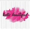 Ambesonne Hello Shower Curtain, Words in HLettering Calligraphic Design on Pink, Cloth Fabric Bathroom Decor Set with Hooks, 69" W x 75" L, Magenta Black view 2