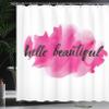 Ambesonne Hello Shower Curtain, Words in HLettering Calligraphic Design on Pink, Cloth Fabric Bathroom Decor Set with Hooks, 69" W x 75" L, Magenta Black view 3