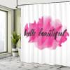 Ambesonne Hello Shower Curtain, Words in HLettering Calligraphic Design on Pink, Cloth Fabric Bathroom Decor Set with Hooks, 69" W x 75" L, Magenta Black view 4