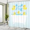 Lunarable Duckies Shower Curtain, Rubber Poultry Inside a Tub Abstract Cartoon Style Drawing Bubbles on Greenish Back, Cloth Fabric Bathroom Decor Set with Hooks, 69" W x 84" L, Yellow Pale Blue view 4