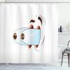 Ambesonne Eye Shower Curtain, Fun Caricature of Character Taken by Surprise Eyes Coming Out of Head, Cloth Fabric Bathroom Decor Set with Hooks, 69" W x 70" L, Pale Blue Brown Coral view 1
