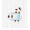 Ambesonne Eye Shower Curtain, Fun Caricature of Character Taken by Surprise Eyes Coming Out of Head, Cloth Fabric Bathroom Decor Set with Hooks, 69" W x 70" L, Pale Blue Brown Coral view 2