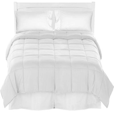 Bare Home Twin XL Comforter Set + Sheet Set + Bed Skirt - Premium Ultra-Soft Brushed Microfiber (6 Piece, White/White/White)