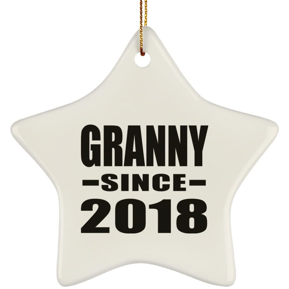 Designsify Christmas Tree Decoration, Granny Since 2018, Star Ornament, Gifts for Birthday Anniversary Valentines Mom Mothers Fathers Day Party, to Men Women Him Her Friend Mom Dad Wife Husband