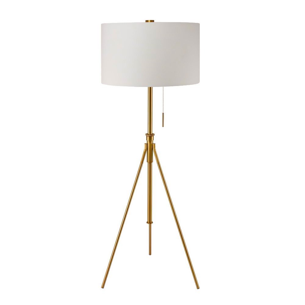 Hongville HV FLAMP 31171F SG Metal Base Adjustable Height Contemporary Floor Lamp, Gold