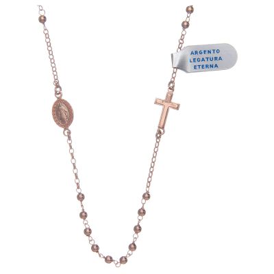 Holyart Rosary Necklace in 925 Sterling Silver, ros with Shiny Smooth Grains