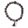 Holyart Elastic Bracelet with Lava Stone Grains and Green Jade view 1